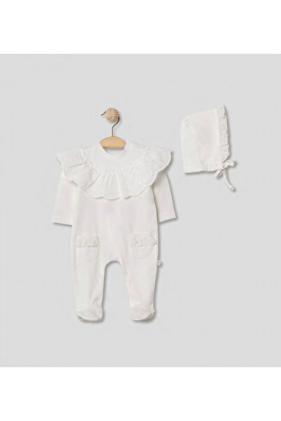 Pugi Baby Lace Collar Detail Baby Romper & Hat Set