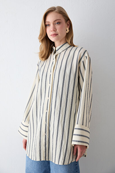 Melike Tatar Prugasto Poplin Košulja 3-4423