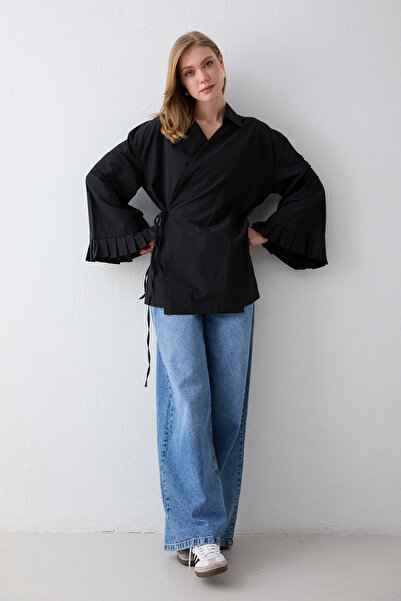 Melike Tatar Na vezivanje Poplin Košulja 3-2301