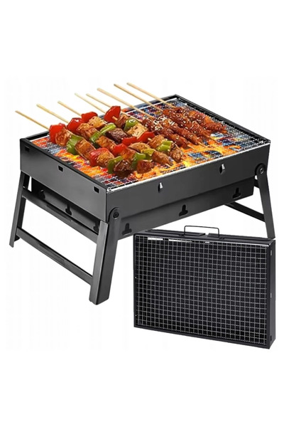 zola Gratar pe carbune tip valiza, picioare pliabile, portabil, otel, 35 x 27...