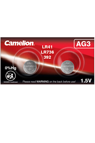 CAMELİON Set 2 Baterii Alcaline Buton AG3 LR41 1.5V 35mAh