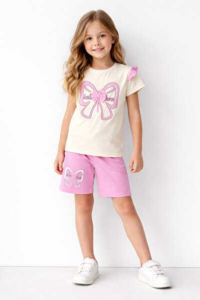 Beka Kids Set din două piese pentru fete, cu mânecă scurtă, cu detaliu pangli...