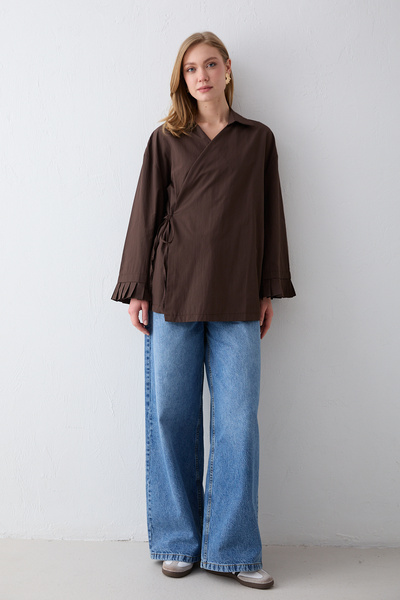 Melike Tatar Bağlamalı Poplin Gömlek 3-2301