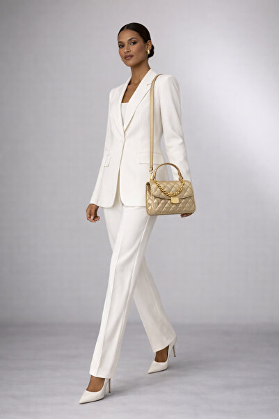 YAKOBAG ELENİ K مبطّن Gold Z تفاصيل سلسلة حقيبة يد وكتف نسائية حقيبة