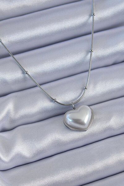 online kapsulavm avm alışveriş 316L Steel Silver Color Pearl Heart Model Mini...