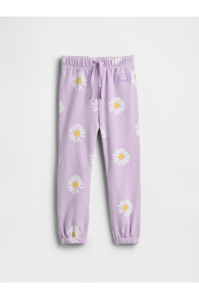 GAP Kız Bebek Lila Relaxed Logo Fransız Havlu Kumaş Pull-On Jogger Eşofman Altı