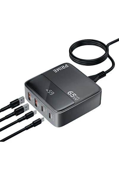 MATECHNO 65W Gan Hızlı Şarj Adaptörü 1.5mt 2xUSB PD 2xType-C Laptop Uyumlu LC...