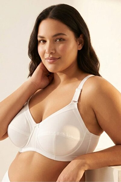 Brashop Λευκό Σουτιέν με Σχέδιο Plus Size για Σύσφιξη και Ελαχιστοποίηση - Χω...