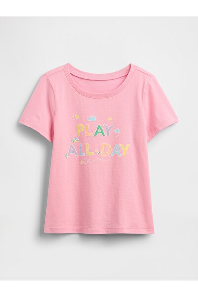 GAP Kız Bebek Pembe Grafik Baskılı T-Shirt