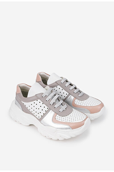 Dasha White women's shoes with colorful details made of natural Leather