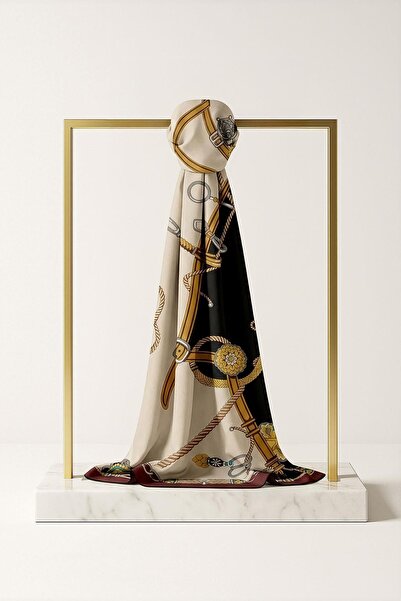 Çağrı İpek Patterned Cotton Silk Shawl 14065-1