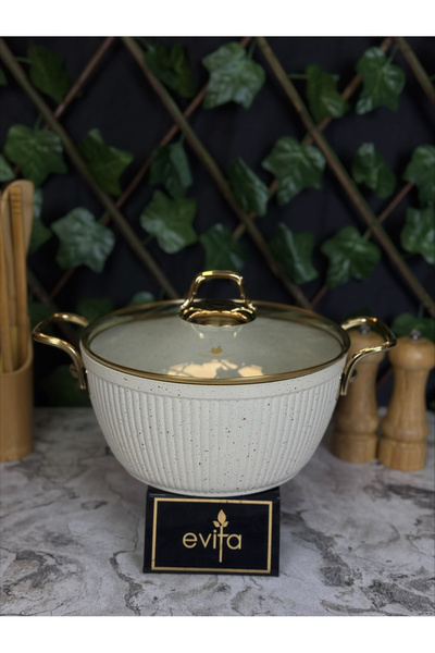 Evita My Golden Family Serisi Bio Granit 24cm Derin Tencere