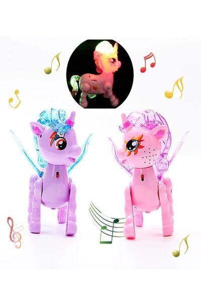 Lunitoys Mor Unicorn Oyuncak Bebeklerin Emekleme Arkadaşı Sesli Işıklı Yürüyen Unicorn Oyuncak 1 Adet