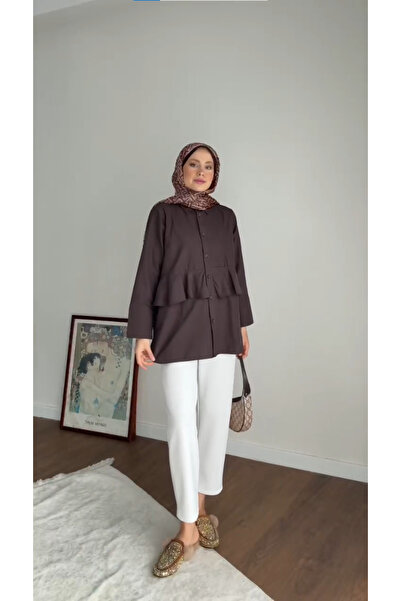 RFK Butik Women's Alerli Seyyar Belt Pack Poplin Shirt Tunic - Bitter Brown