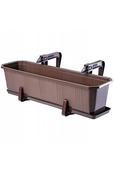 KADAX Ghiveci de balcon cu suport pentru flori și mânere, maro, 60 cm