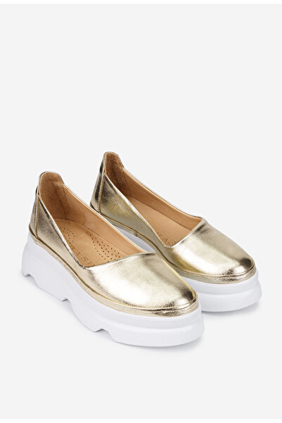 Dasha Women's golden shoes made of genuine Leather