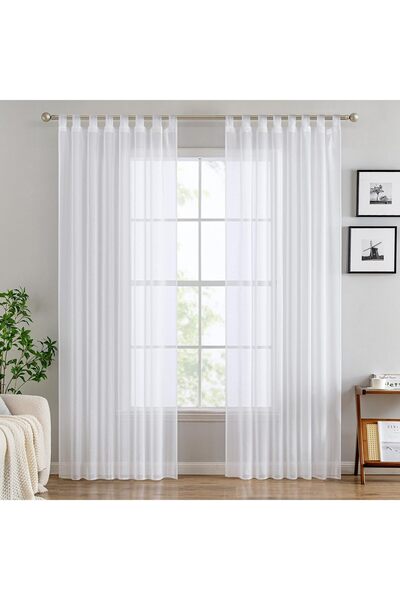 EMEMA Curtain with Lead Tapes Living Room Buff Loop - Airy Decorative Bedroom...
