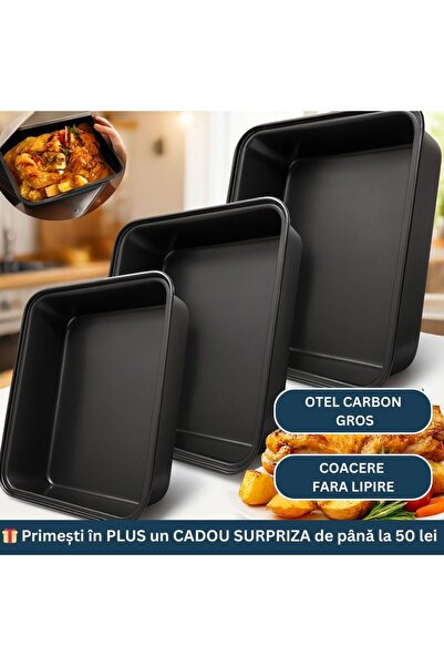 Sellsa Shop SET OF 3 CARBON STEEL NON-STICK OVEN TRAYS