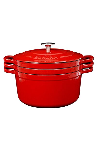 Zokura Комплект от 3 подреждащи се тенджери за готвене, 25 см, чугунени -