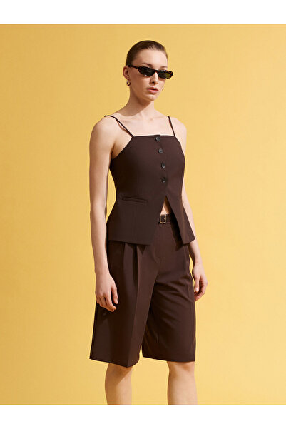 Dilvin 72652 Plisirana Kaiš komad Bermuda-smeđa