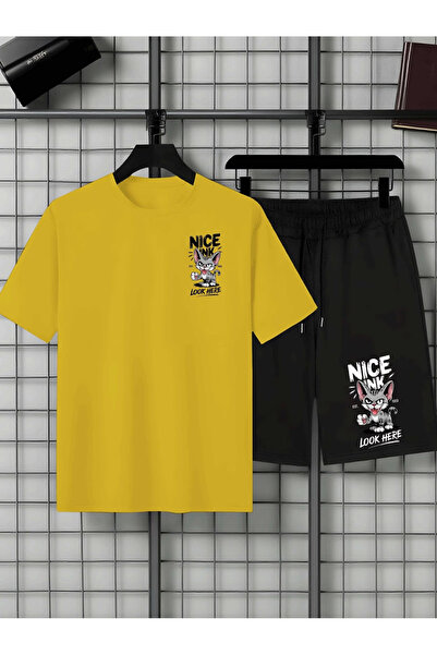 Flow touch Nice Shorts T-Shirt - Shorts Bottom Top Tracksuit Set B Printed O ...