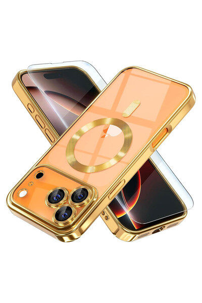 VERTEK Luxury Magnetic Case, camera protection, for iPhone 17 Pro Max, Gold