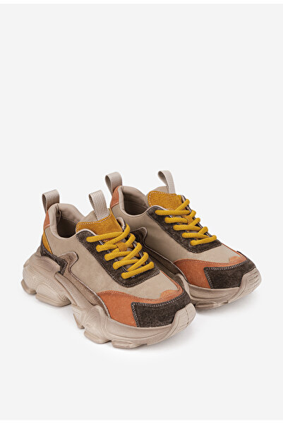 Dasha Pantofi dama NUR bej cu portocaliu din piele