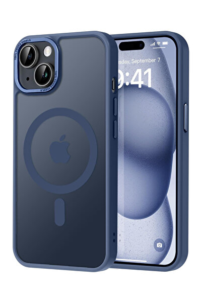 VERTEK Husa Magnetica din Silicon Matte Transparent pentru iPhone 13 - Navy Blue