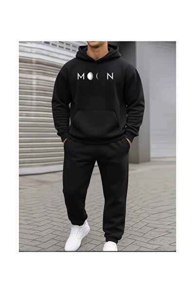 FATOOM STILE Men's Hooded Sweatshirt Top and Bottom Tracksuit Set Printed