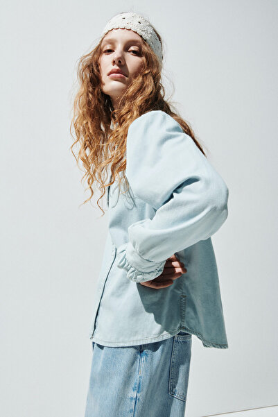 H&M Fırfırlı Kot Bluz