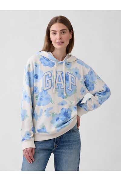 GAP Kadın Mavi Logo Havlu Kumaş Sweatshirt