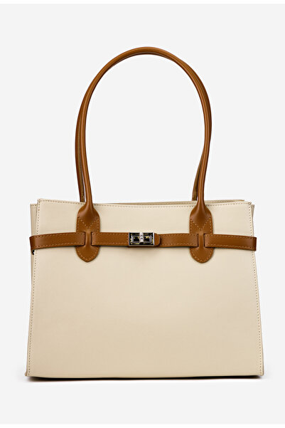 Dasha Geanta dama office bej cu maro din piele
