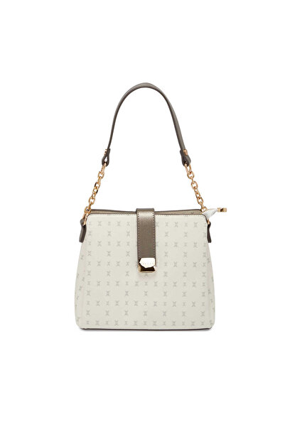 Tergan Beyaz Print Kadın Omuz Çantası - S26Y1PR09178-U1A