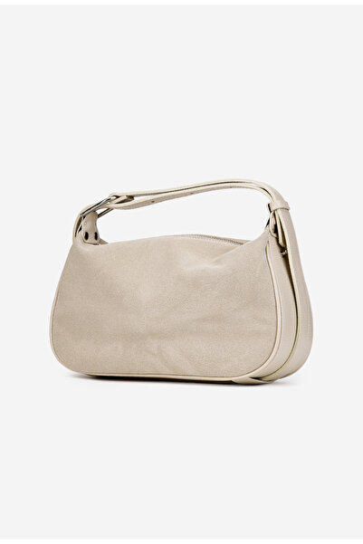 Dasha Beige Leather women's bag with textured Leather inserts