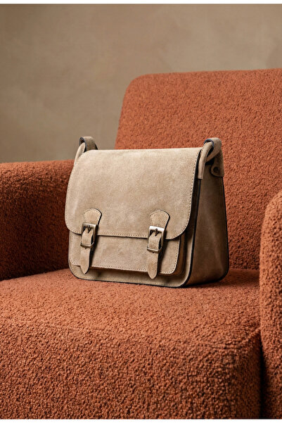 Dasha Geanta dama taupe din piele intoarsa