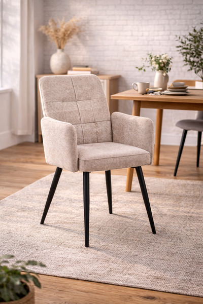 N.zone A modern chair Puffer in olive green velvet fabric with black metal le...