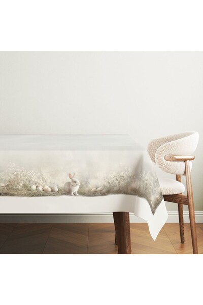 Lenjerii Deosebite Fata de masa bumbac 100% cu iepurasi si oua, 140x180cm, Cleos