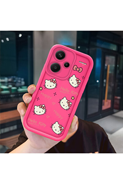 ucuc Redmi Note 13 Pro Plus+ 5G Uyumlu Pembe Kırmızı Silikon Kılıf Darbeye Da...