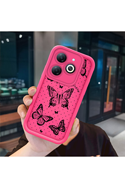 ucuc حافظة سيليكون باللون الأحمر الوردي متوافقة مع هاتف Infinix Smart 8/8 Pro...