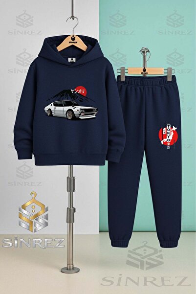 SİNREZ Children's Unisexaraba Tokyo Dag Onunde Hooded Tracksuit Set
