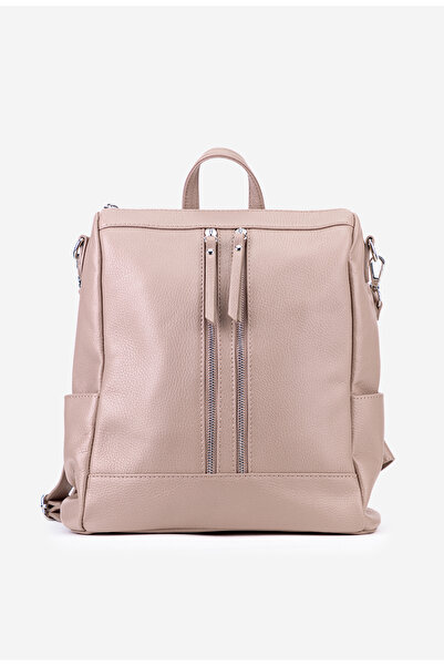 Dasha Powder pink women's Backpack made of textured Leather