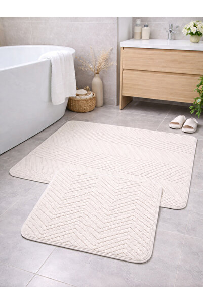 Myevilla Premium Natural Pamuk Kupatilski otirač Set Protivklizno Tkano Baza ...