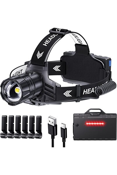 Glarylight Lanterna frontala LED reincarcabila 120.000lm, baterie 9000mAh, US...