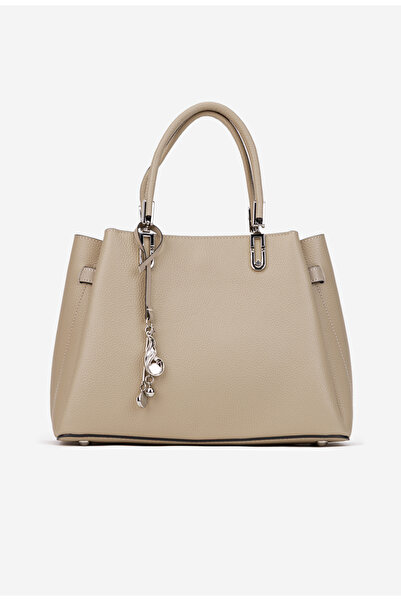Dasha Geanta dama din piele texturata bej cu ornament