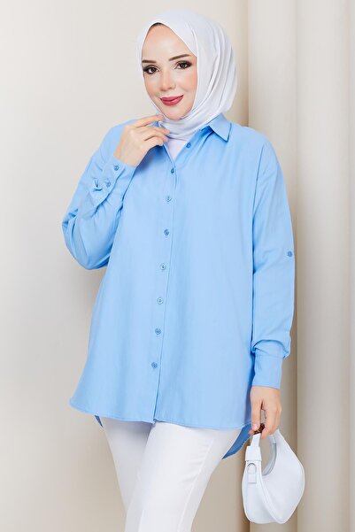 hafsamina Hijab Shirt Blue Hm2894