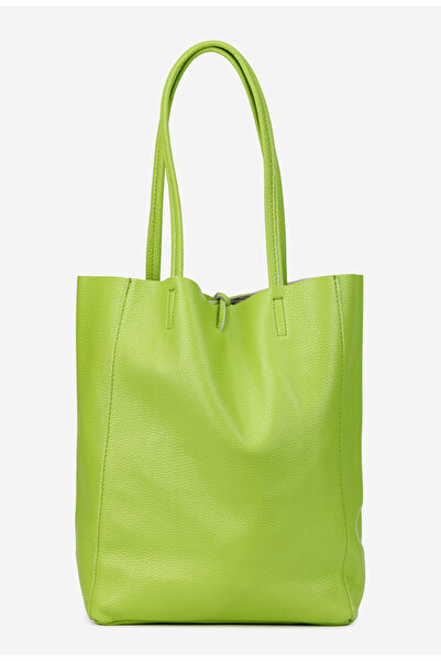 Dasha Geanta dama shopper din piele naturala verde