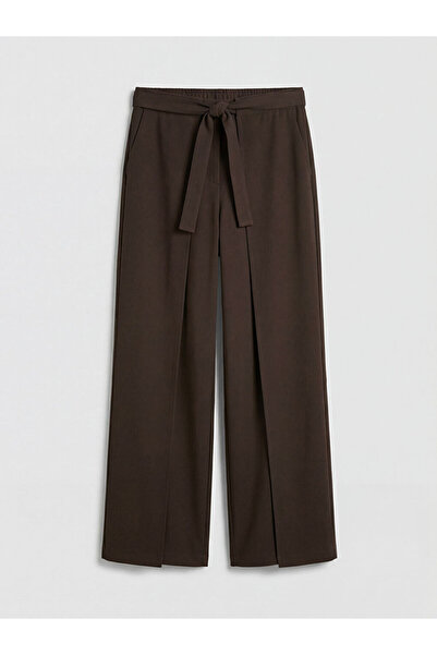 LC Waikiki Lcw Vision Brown Women's Wide Leg Pants with Elastic Waist