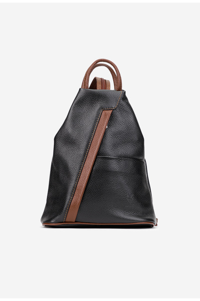 Dasha Women's black and brown textured Leather Backpack