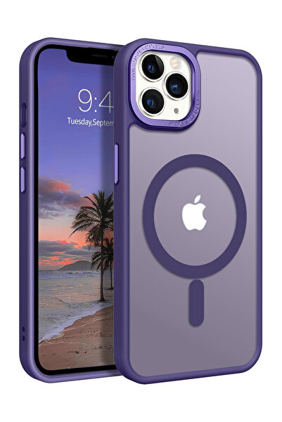 VERTEK Διαφανές ματ μαγνητική θήκη σιλικόνης για iPhone 15 Pro Max - Μωβ