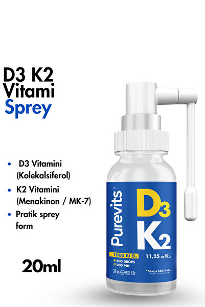 Purevits D3K2 Sprey 20 ml (D3 Kolekalsiferol + K2 Menakinon)